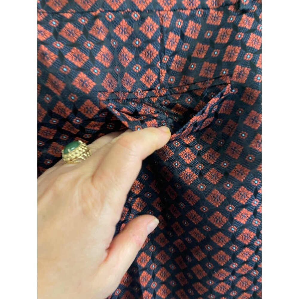 J. CREW 100% Silk Geometric Pattern Jacquard Tapered Cafe Ankle Pants Size 4 - Picture 7 of 9